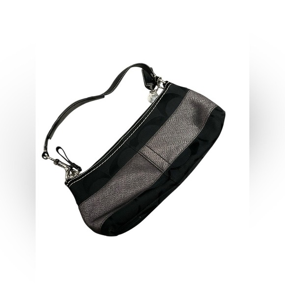 Coach Handbags - Coach Black Signature Mini Hobo bag with Silver Sparkle Stripe-Vintage